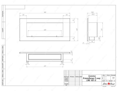 Биокамин SteelHeat LONG-V 900 XL стекло + стемалит по цене 43 088 руб.