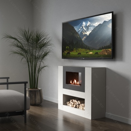 Тумба LUXFIRE с биокамином "Лукоморье" 900 (белая) по цене 67 633 руб.